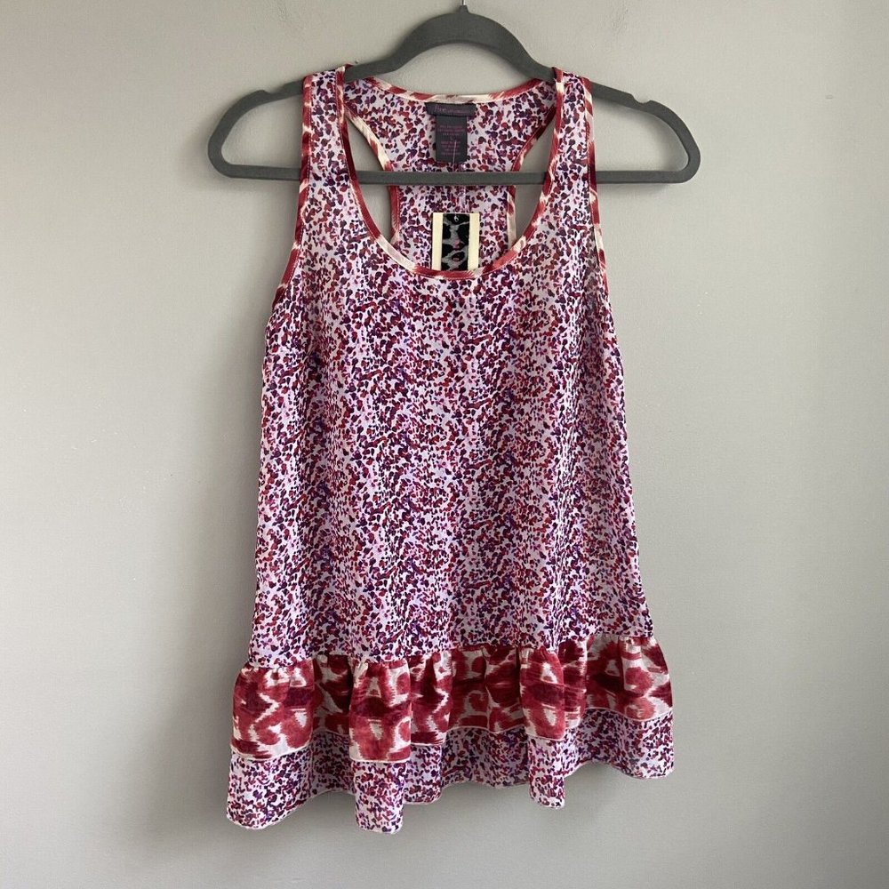 Fire Los Angeles Sheer Sleeveless Floral Blouse Top Ruffled Size S Small NWT